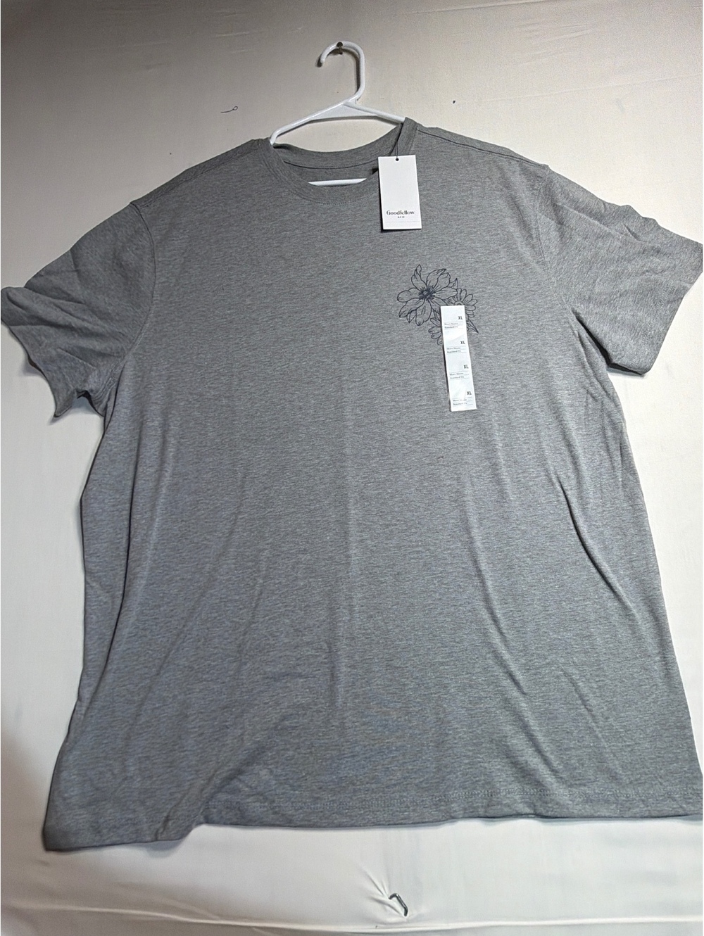 Goodfellow & Co Heathered Gray XL Floral Graphic T-Shirt